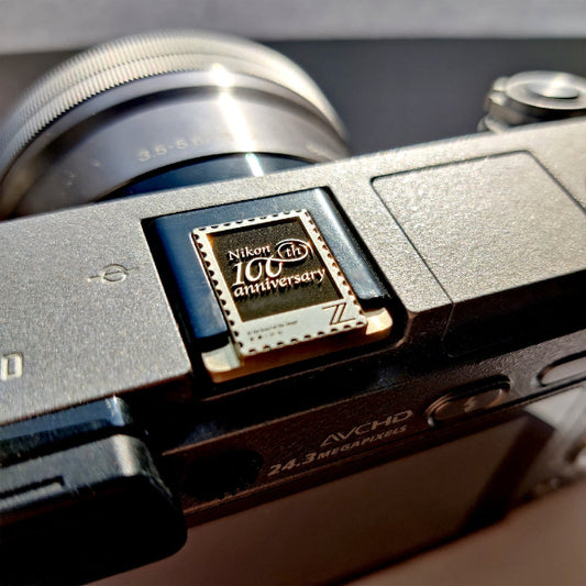 100th anniversary gold brass hot shoe protector for nikon camera