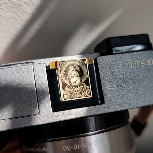 engraved camera hot shoe cap with fantasy game design
