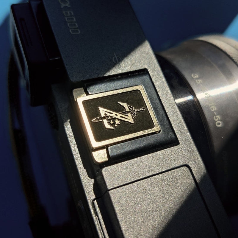 fantasy-inspired gold hot shoe accessory for Fujifilm