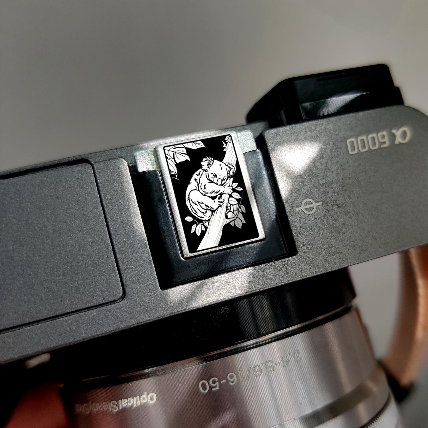 engraved koala design hot shoe cap for mirrorless cameras