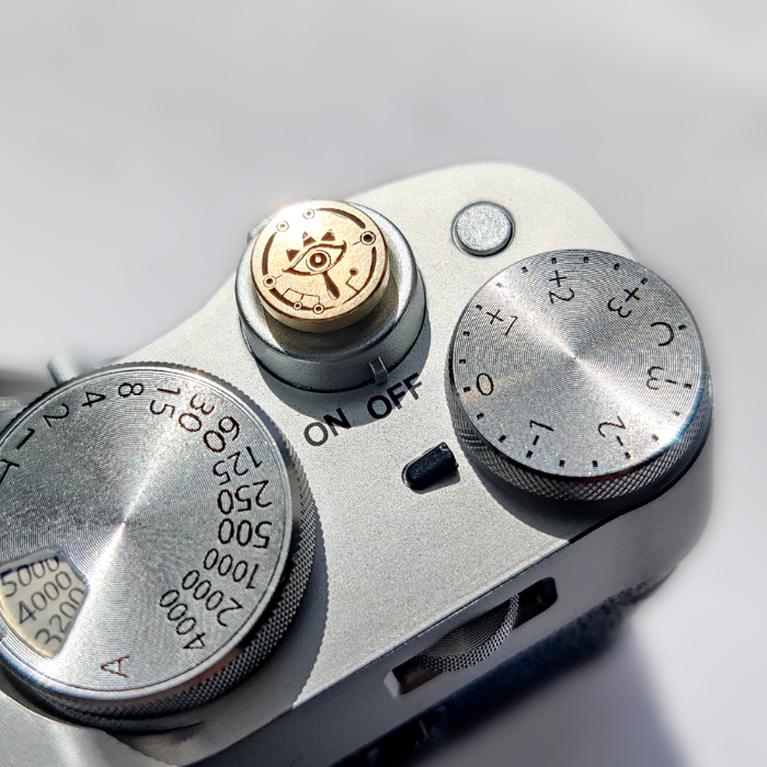 eye of insight camera hot shoe cover in gold brass