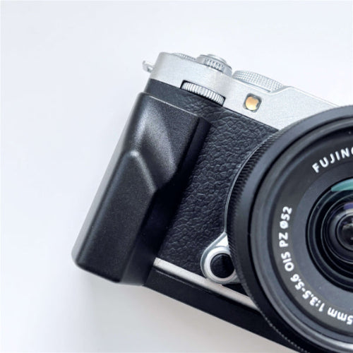 black aluminum hand grip fujifilm x-m5 close up