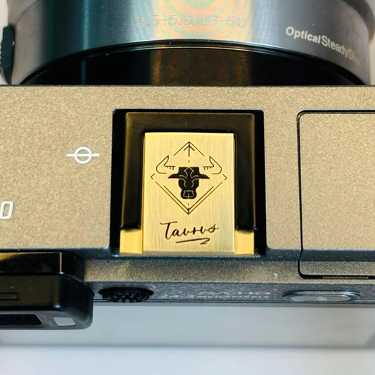 Taurs Zodiac Sign - Gold Camera Hot Shoe Cover