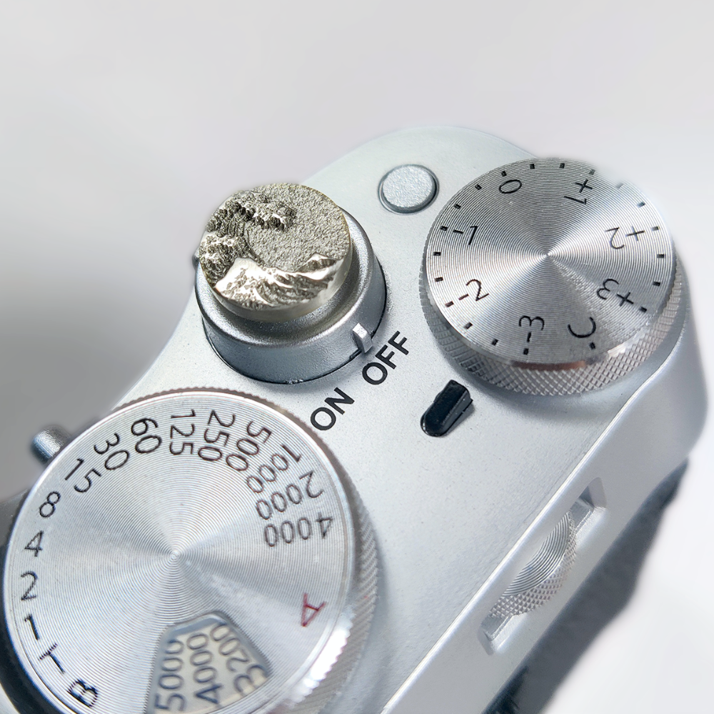 engraved sea wave metal shutter release button