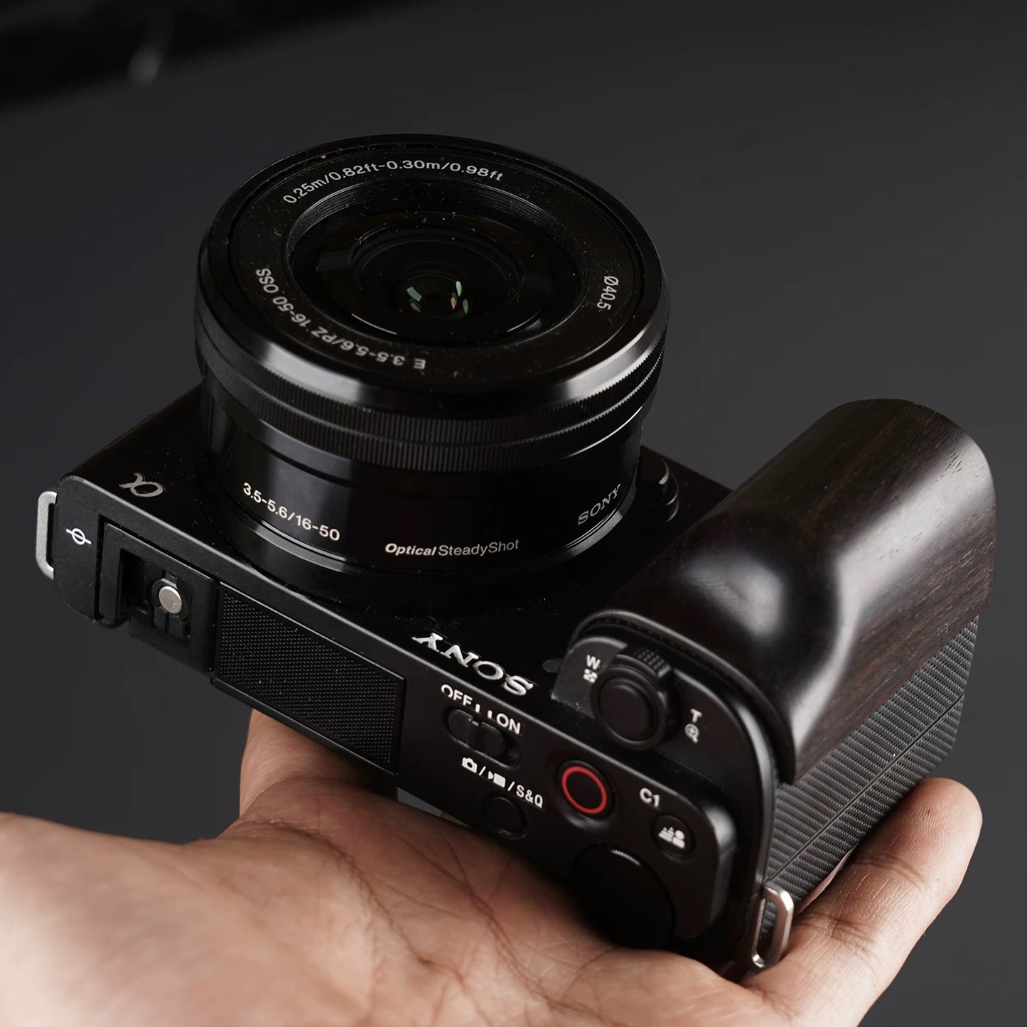 Ebony wood grip adds vintage feel to Sony mirrorless
