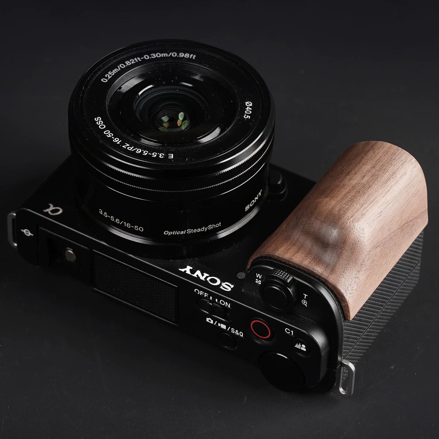 Walnut grip handle for Sony ZV-E10 vlog camera
