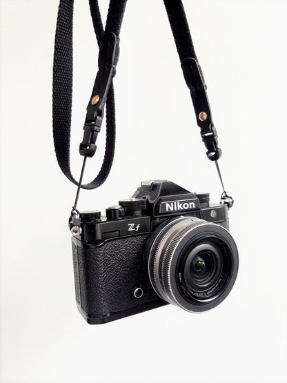 Canvas Camera Strap with Leather Connectors – 1.5cm Wide Slim Rope Style