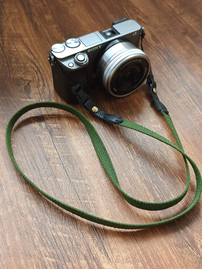 Canvas Camera Strap with Leather Connectors – 95cm Slim Neck Strap for DSLR & Mirrorless