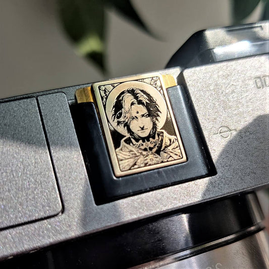 gold hot shoe cover inspired by Emet-Selch Final Fantasy character