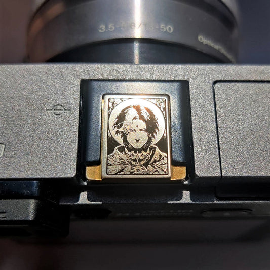 Emet Selch camera hot shoe cover on sony camera