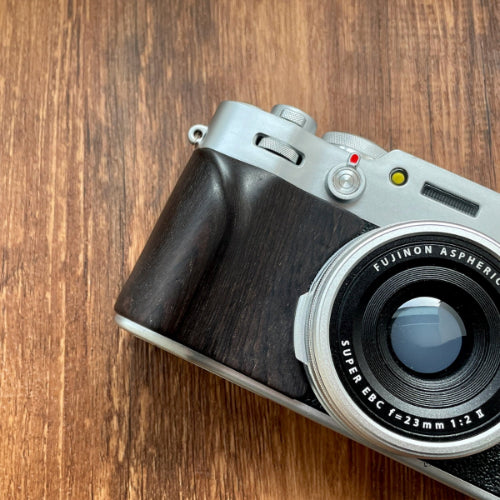 black wood fuji x100vi camera front grip