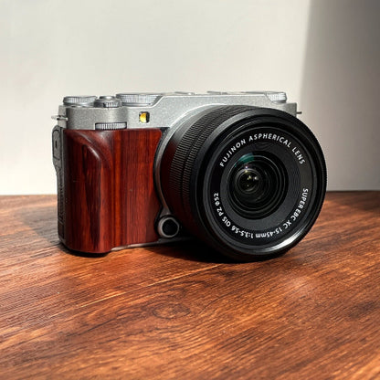 fuji XM5 wood camera grip red overview