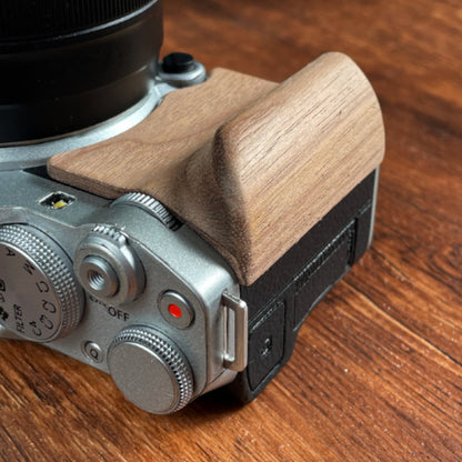 Fuji xm5 camera wood grip detail walnut