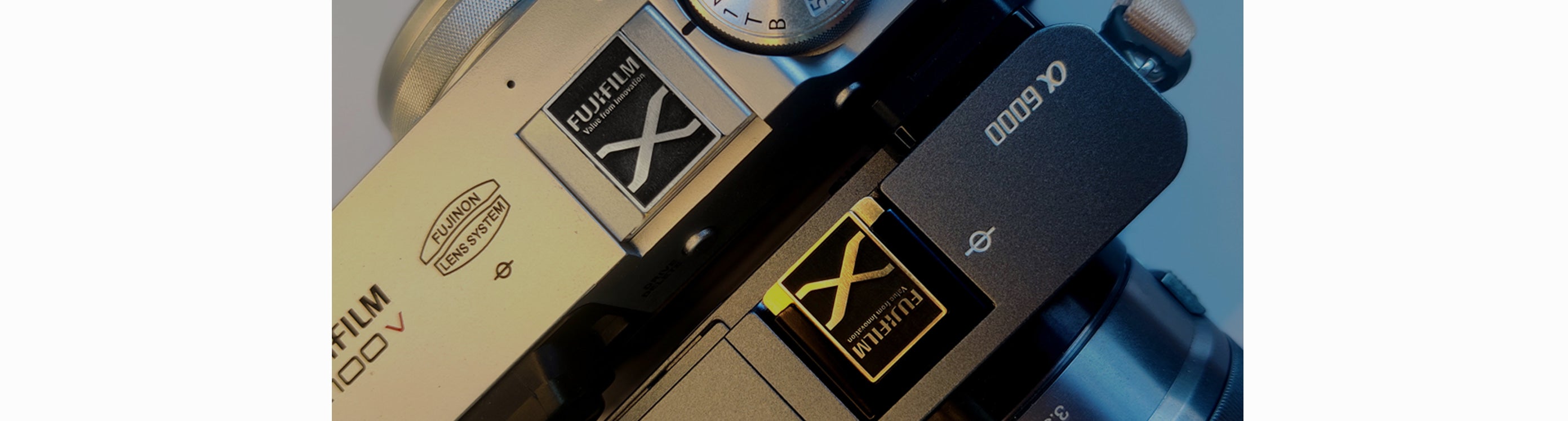 fujifilm x100vi hot shoe cover silver and gold color detail view