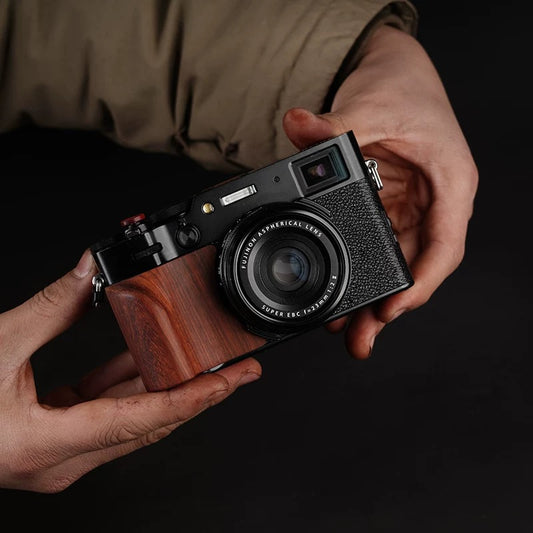wooden grip for fujifilm x100vi front view