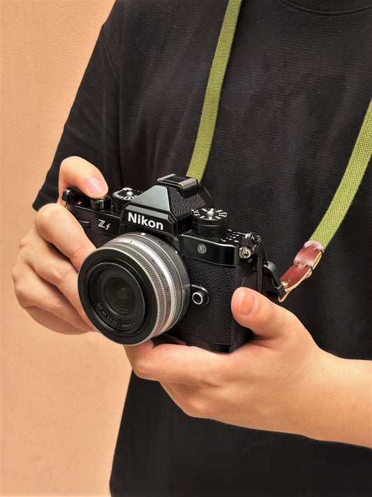 Canvas Camera Strap with Leather Connectors – 1.5cm Wide Slim Rope Style