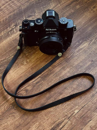 Black Full-Grain Leather Camera Strap - Quick Release