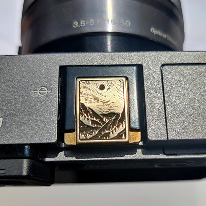 gold mountain stream engraved camera hot shoe cover for Fujifilm and Sony
