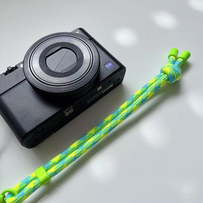 neon green camera wrist strap for mirrorless camera