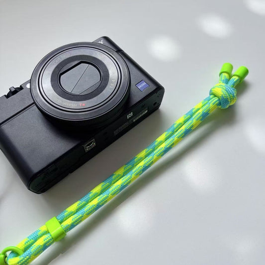 neon green camera wrist strap for mirrorless camera