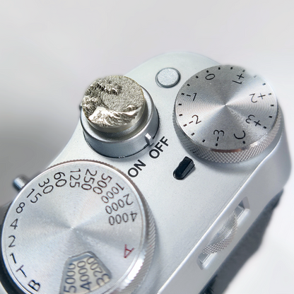 engraved sea wave metal shutter release button