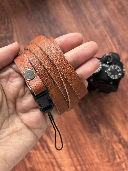 Litchi grain cowhide leather strap on hand