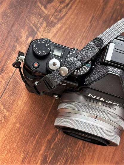 Canvas Camera Strap with Leather Connectors – 95cm Slim Neck Strap