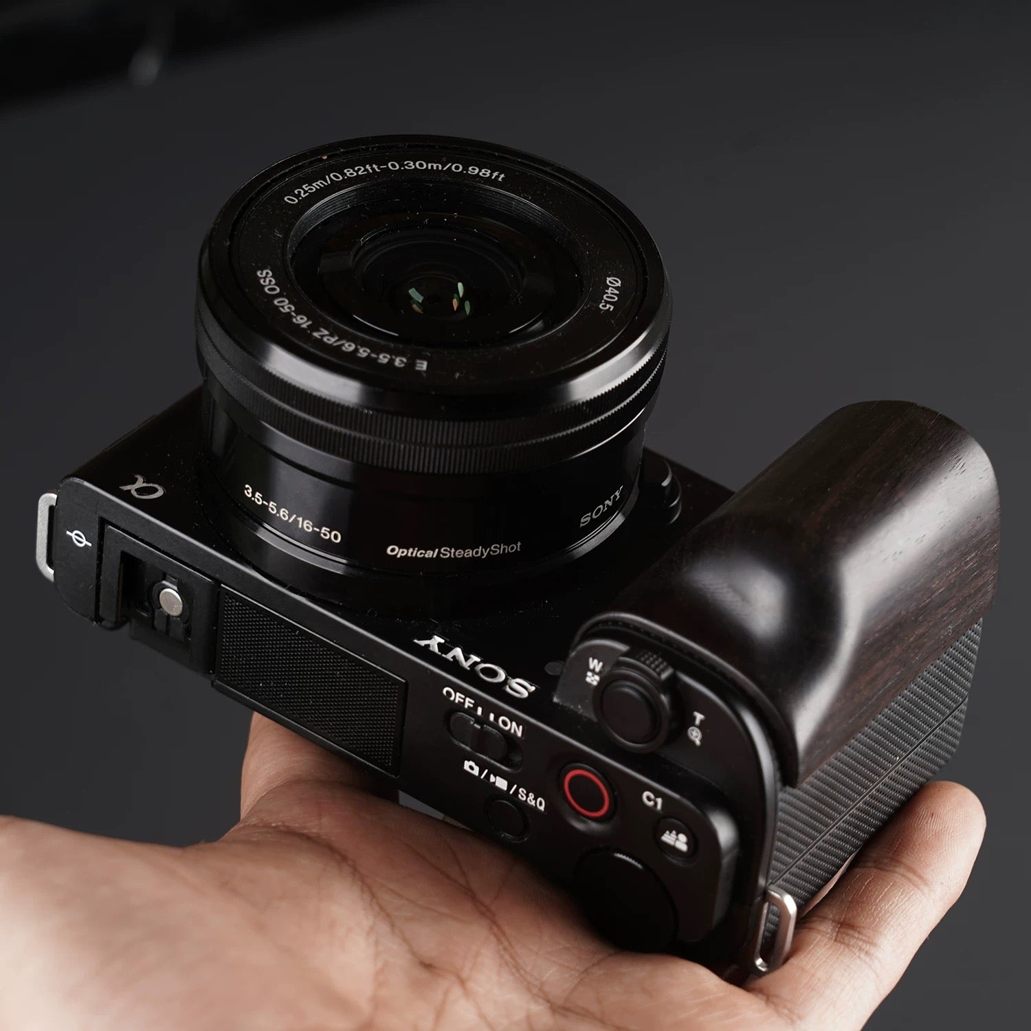 Ebony wood grip adds vintage feel to Sony mirrorless