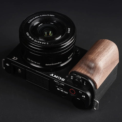 Walnut grip handle for Sony ZV-E10 vlog camera