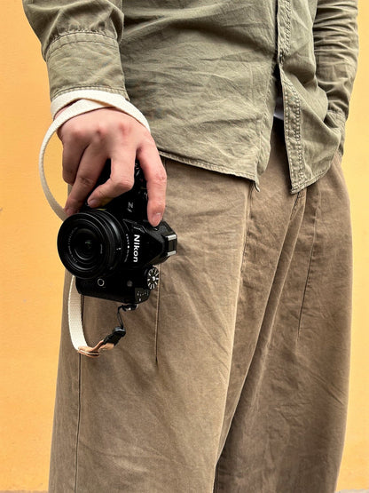 White Canvas Camera Strap – 95cm Slim Rope Style